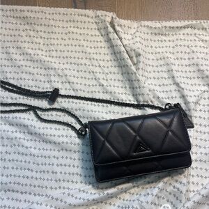 ALDO Black Quilted Crossbody Bag Adjustable Chain Strap Wallet Style